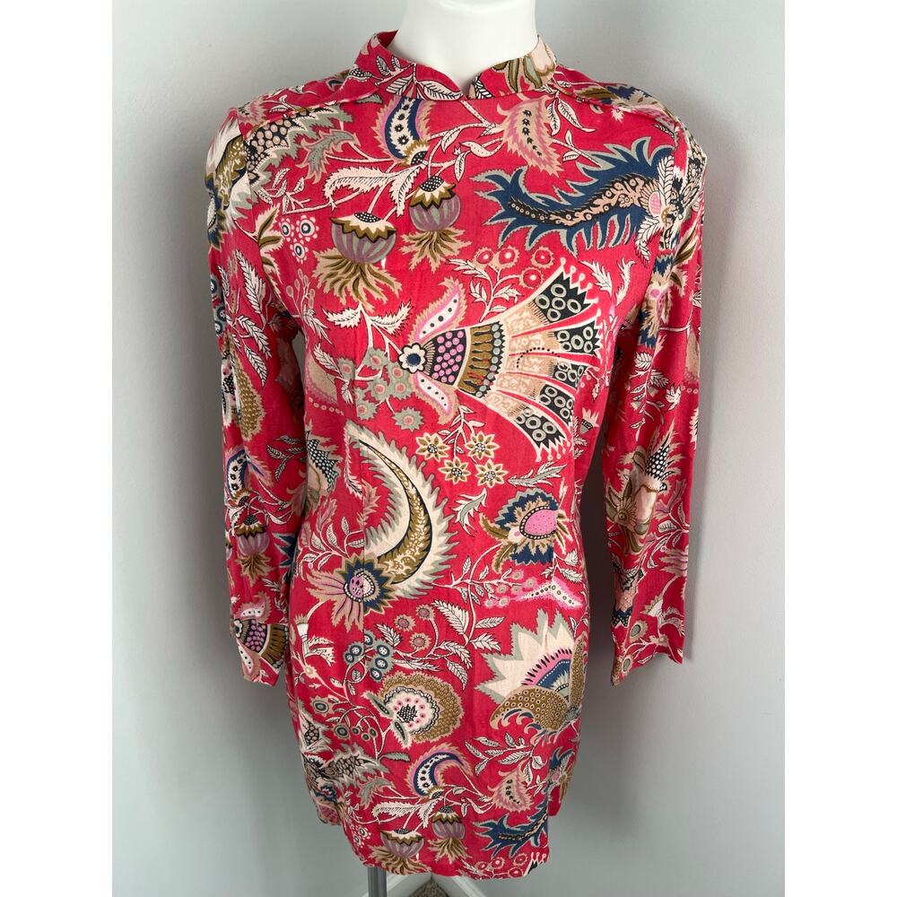 Rolla's Eastern Long Sleeve Dress in Faded Red Paisley Print Medium